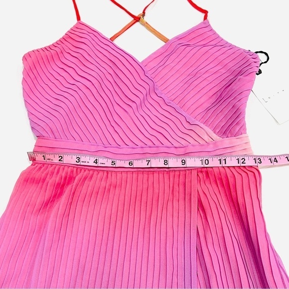 NWT LEITH Ombré Gradient Pink Lemonade Pleated Sleeveless Dress - Picture 6 of 10